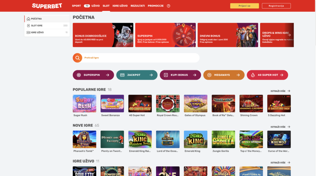 Superbet kazino igre